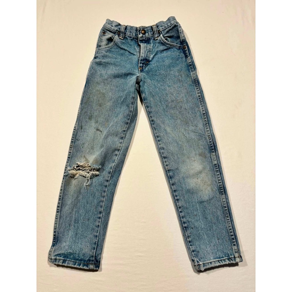 Vintage Wrangler Boys Jeans Light Wash Distressed Made in USA‎ Size 10 Slim